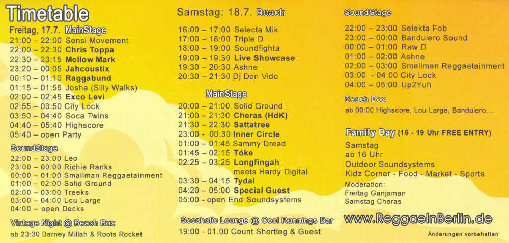 Timetable