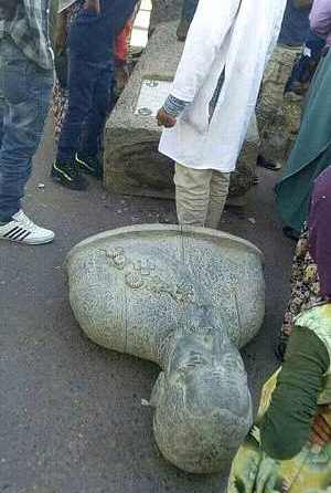 Smashed Ras Makonnen statue in Harar