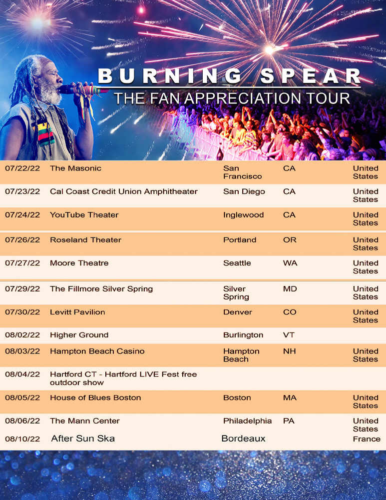 Burning Spear - Fan Appreciation Tour