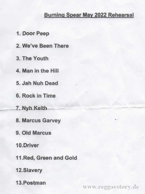 Burning Spear - Setlist - Astra Berlin