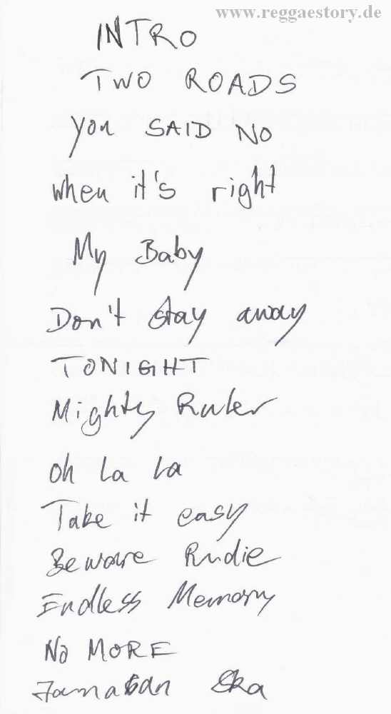 Roy & Yvonne - Setlist
