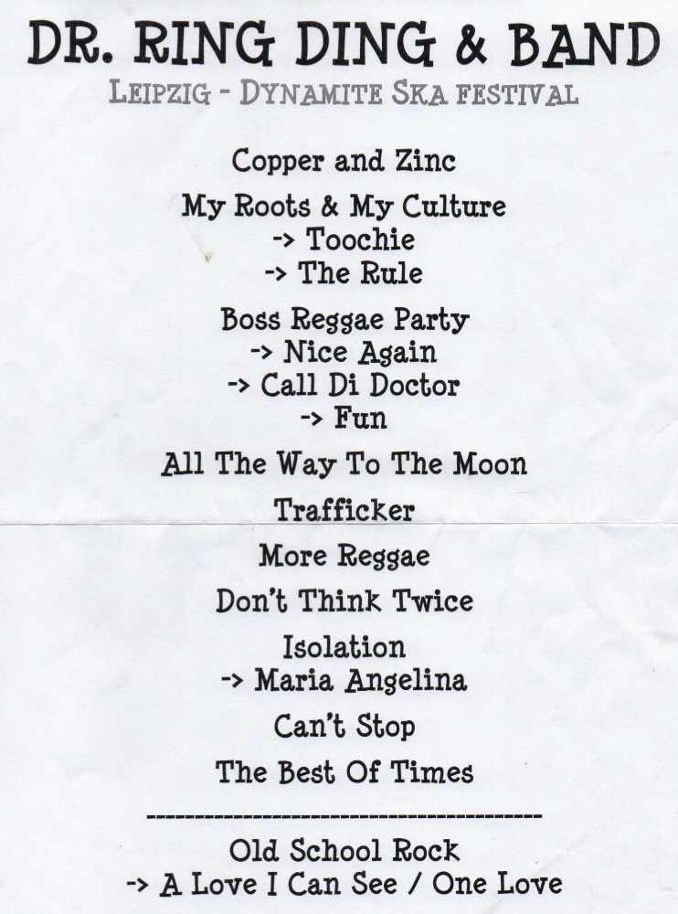 Dr. Ring Ding & Band - Setlist - Dynamite Skafestival 2021