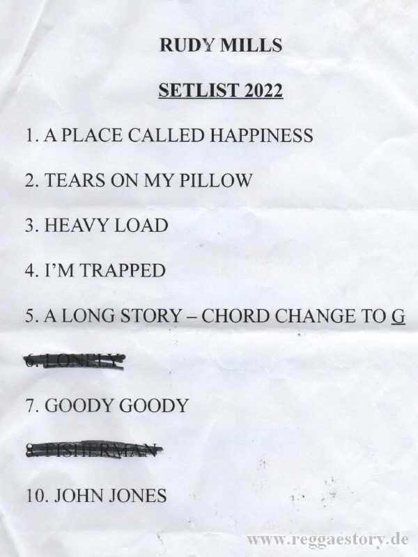 Rudy Mills - Setlist - 2022