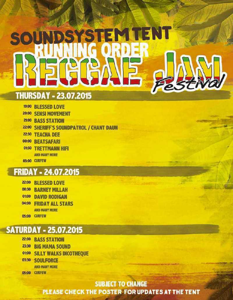 Running Order Dancehall Tent
