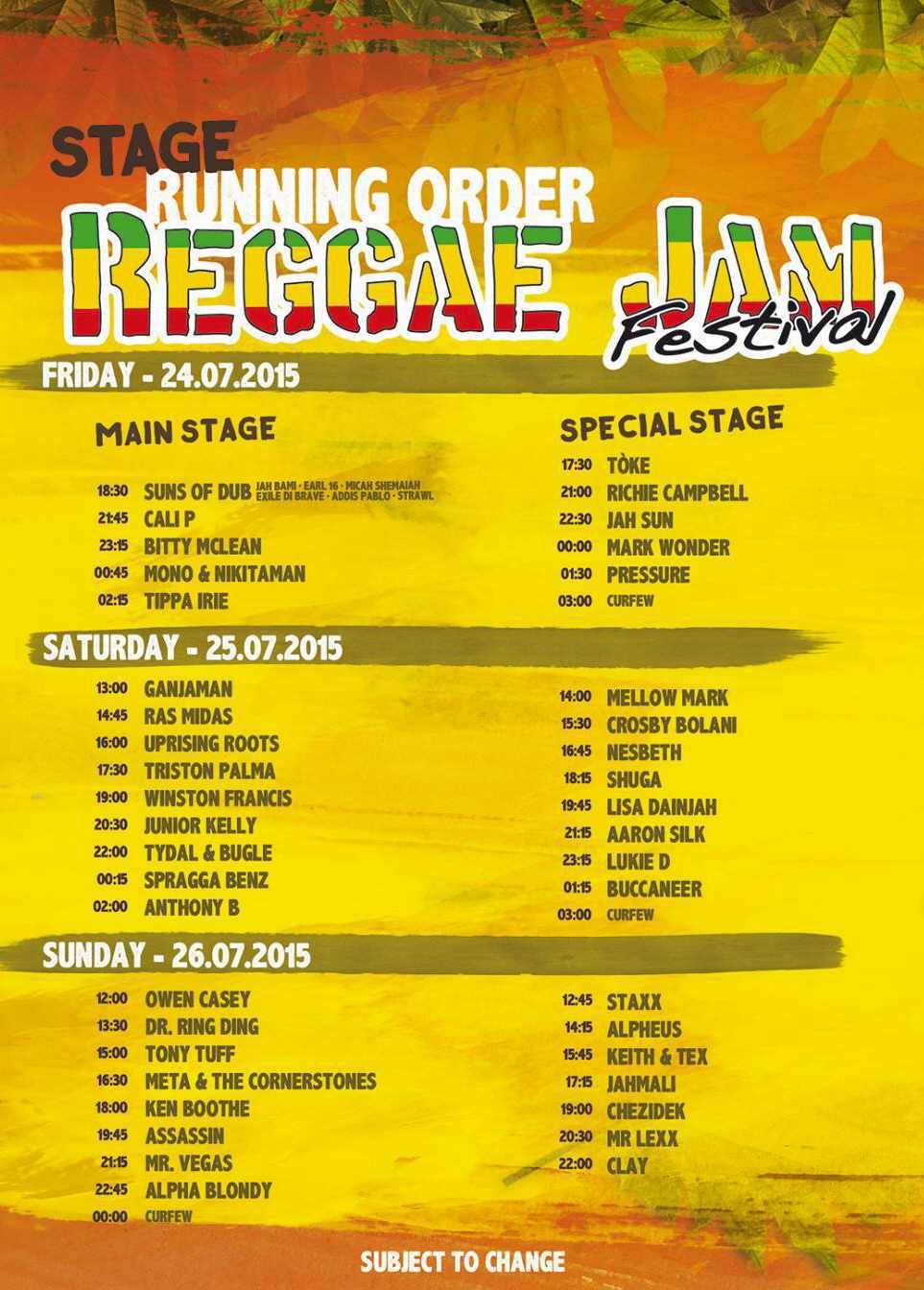 Running Order 2015