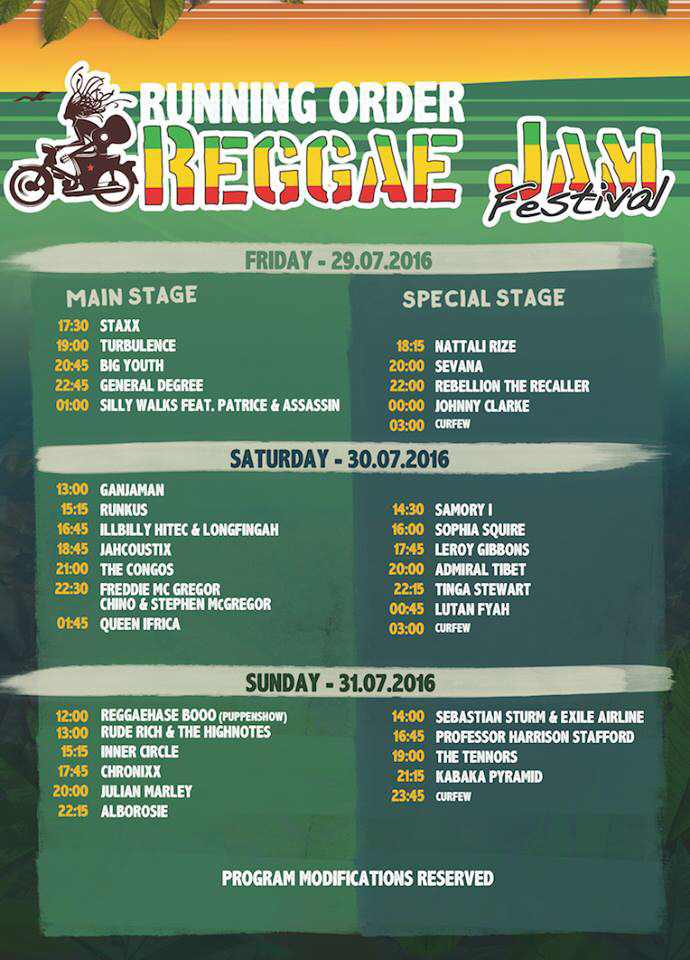 Running Order 2016