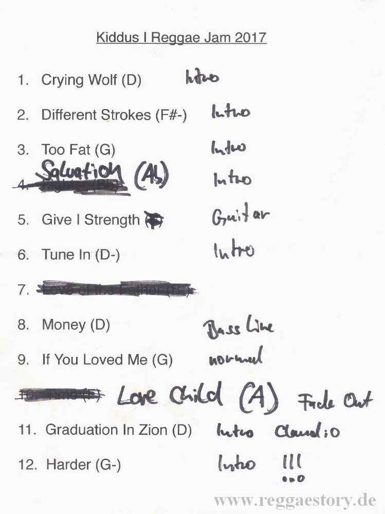Kiddus I - Setlist - Reggae Jam 2017