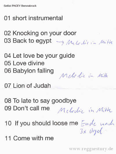 Rasta Pacey - Setlist - Reggae Jam 2018