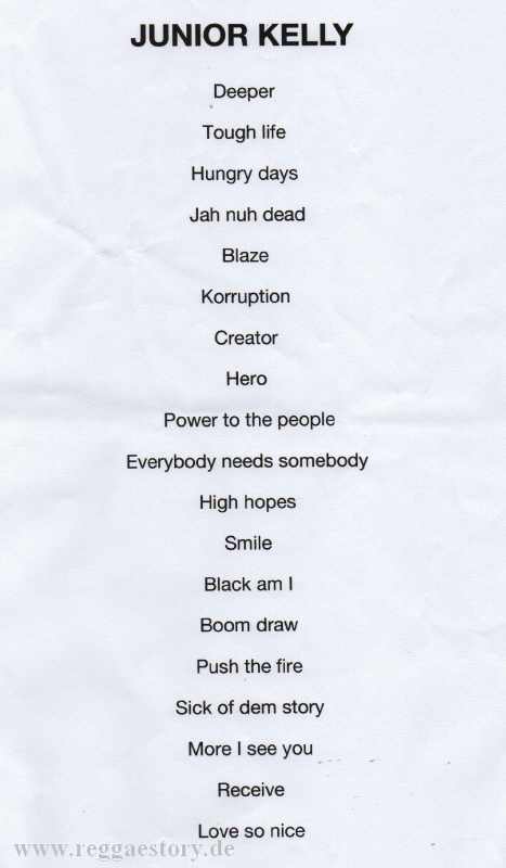 Junior Kelly - Setlist - Reggae Jam 2019
