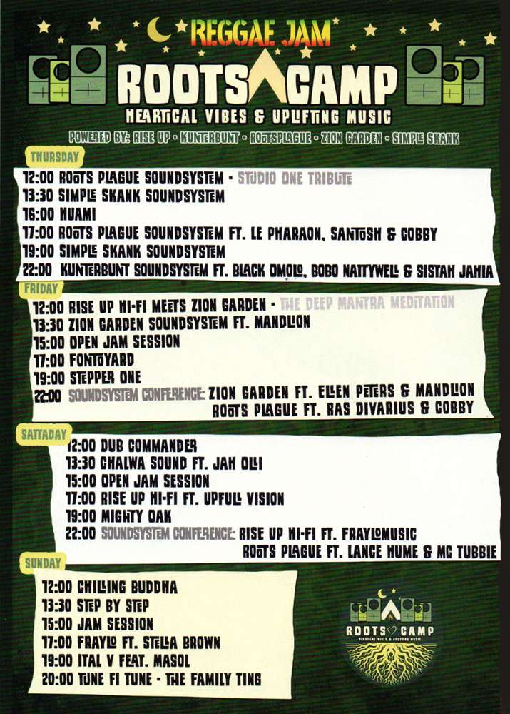Reggae Jam 2025 - Running Order Roots Camp