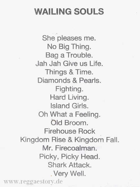 Wailing Souls - Setlist - 2018