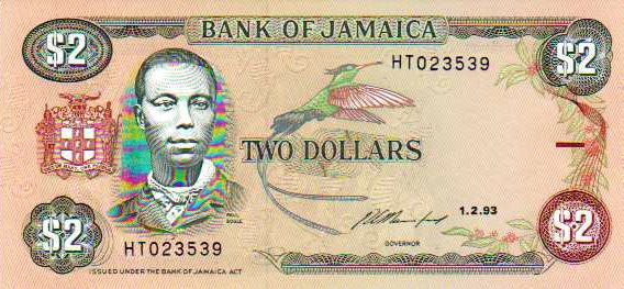 Paul Bogle auf der 2 Jay Banknote von Jamaica